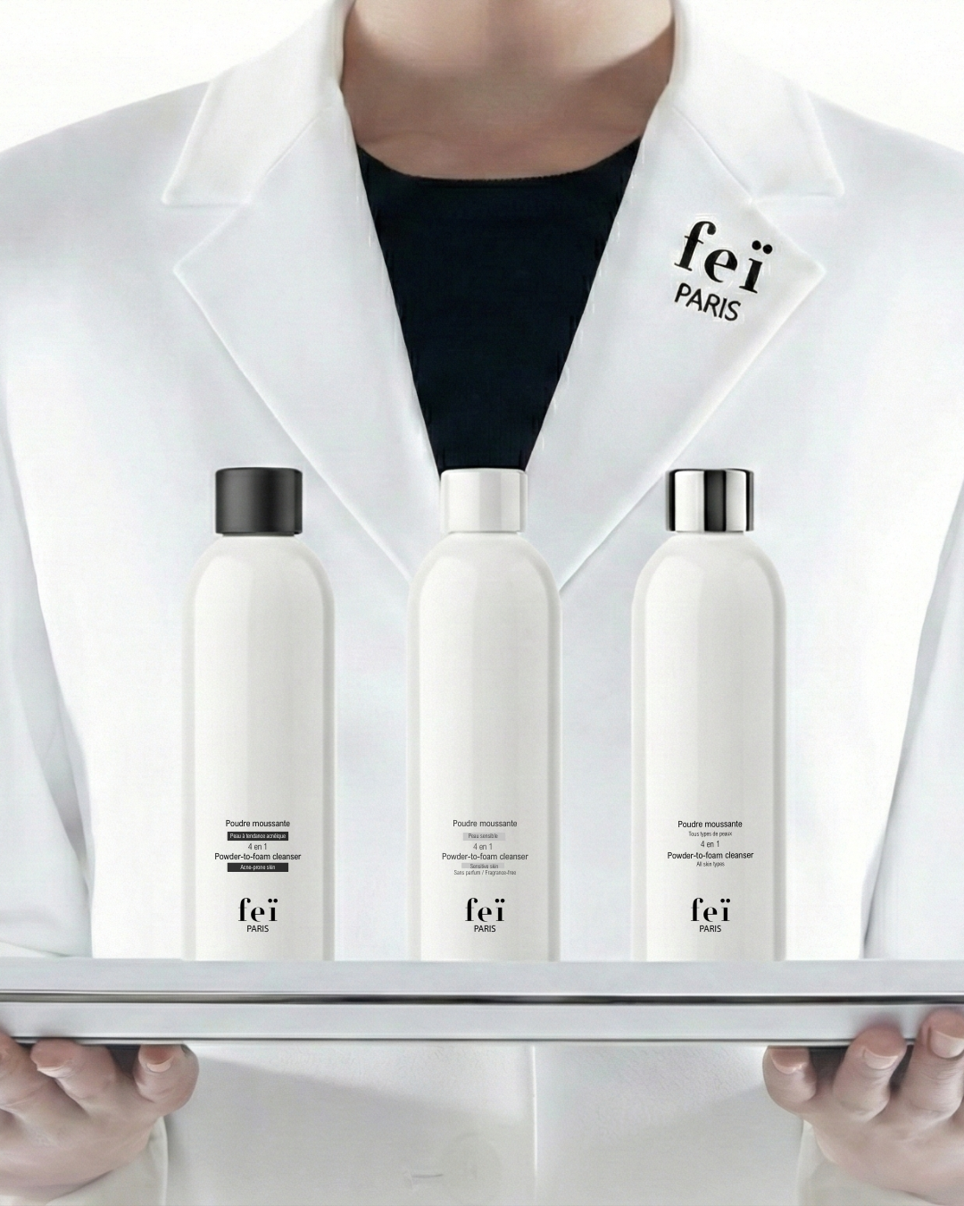 FEï product range presented on a tray