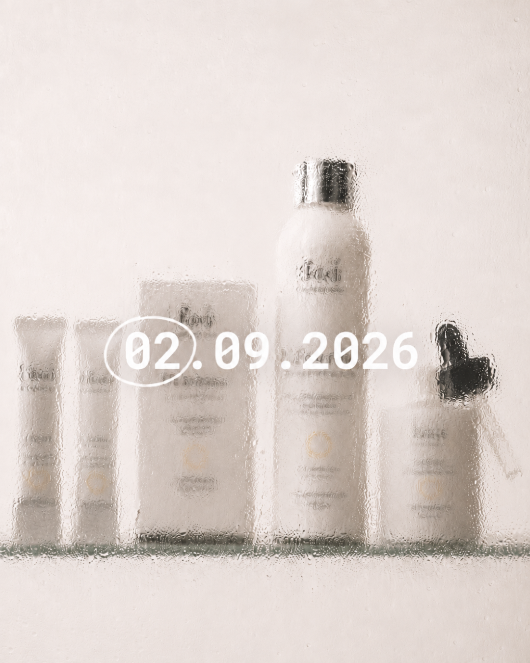 FEï rebranding teaser with products behind textured glass