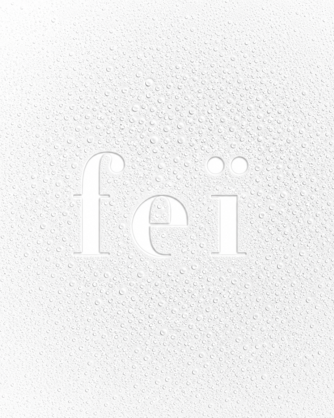 FEï brand logo surrounded by water droplets